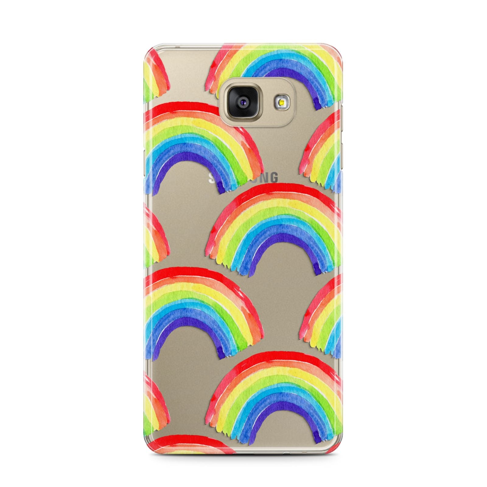 Rainbow Samsung Galaxy A7 2016 Case on gold phone