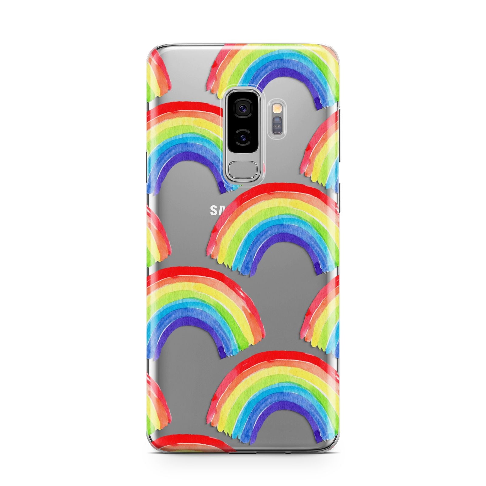 Rainbow Samsung Galaxy S9 Plus Case on Silver phone