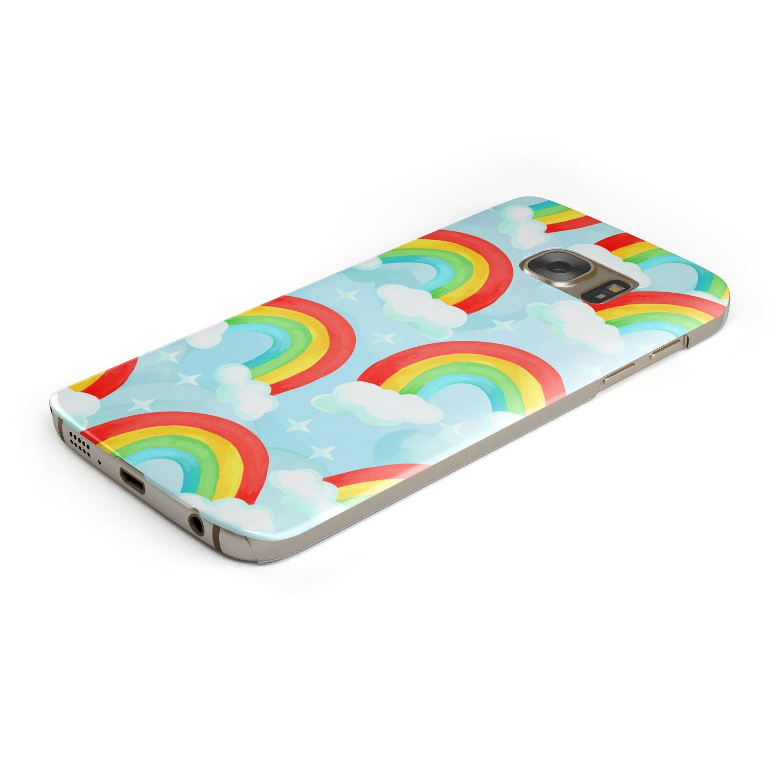 Rainbow Sky Protective Samsung Galaxy Case Angled Image