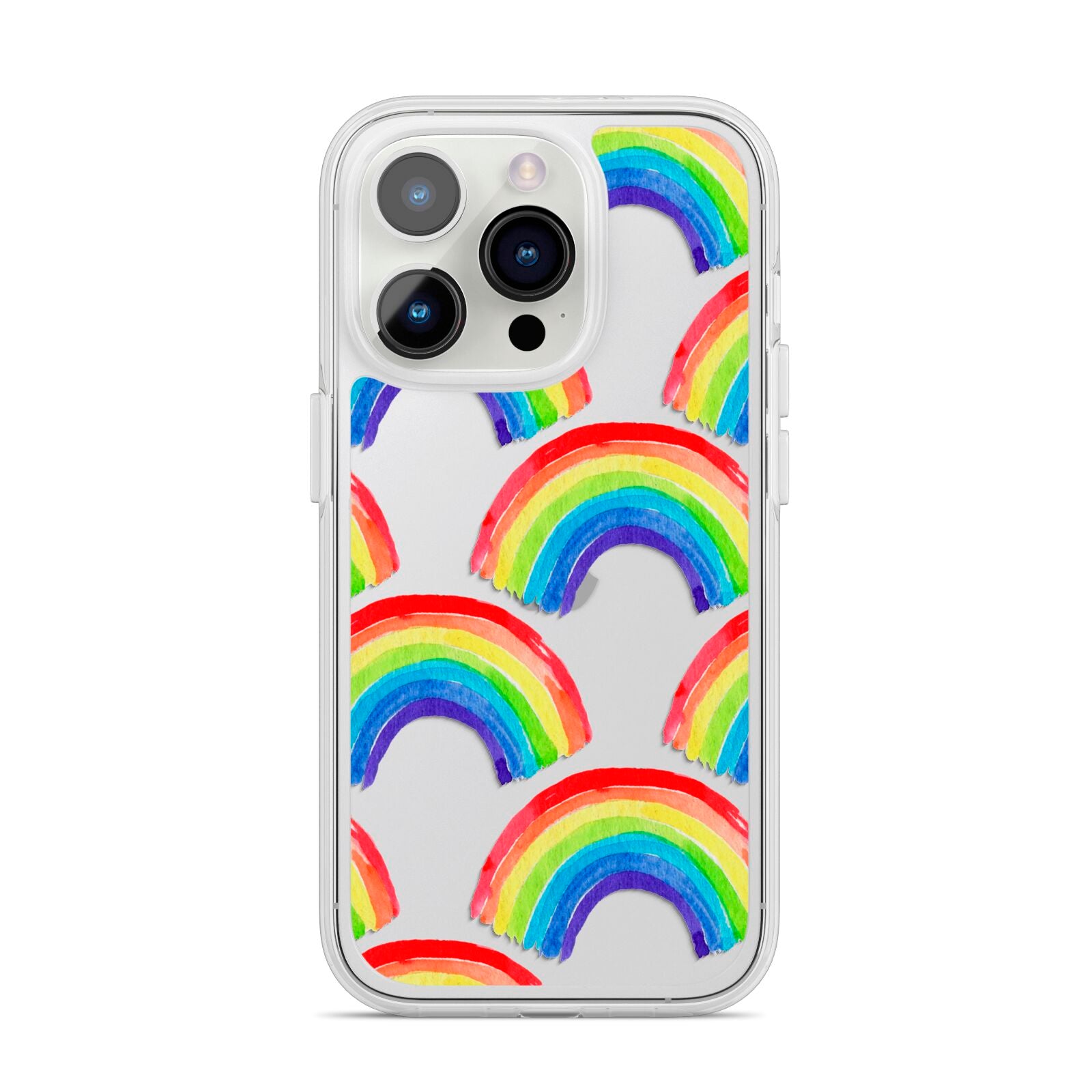 Rainbow iPhone 14 Pro Clear Tough Case Silver