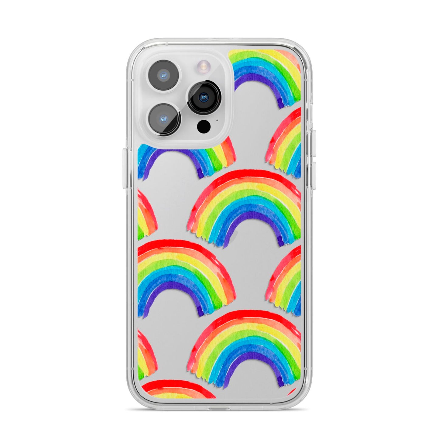 Rainbow iPhone 14 Pro Max Clear Tough Case Silver