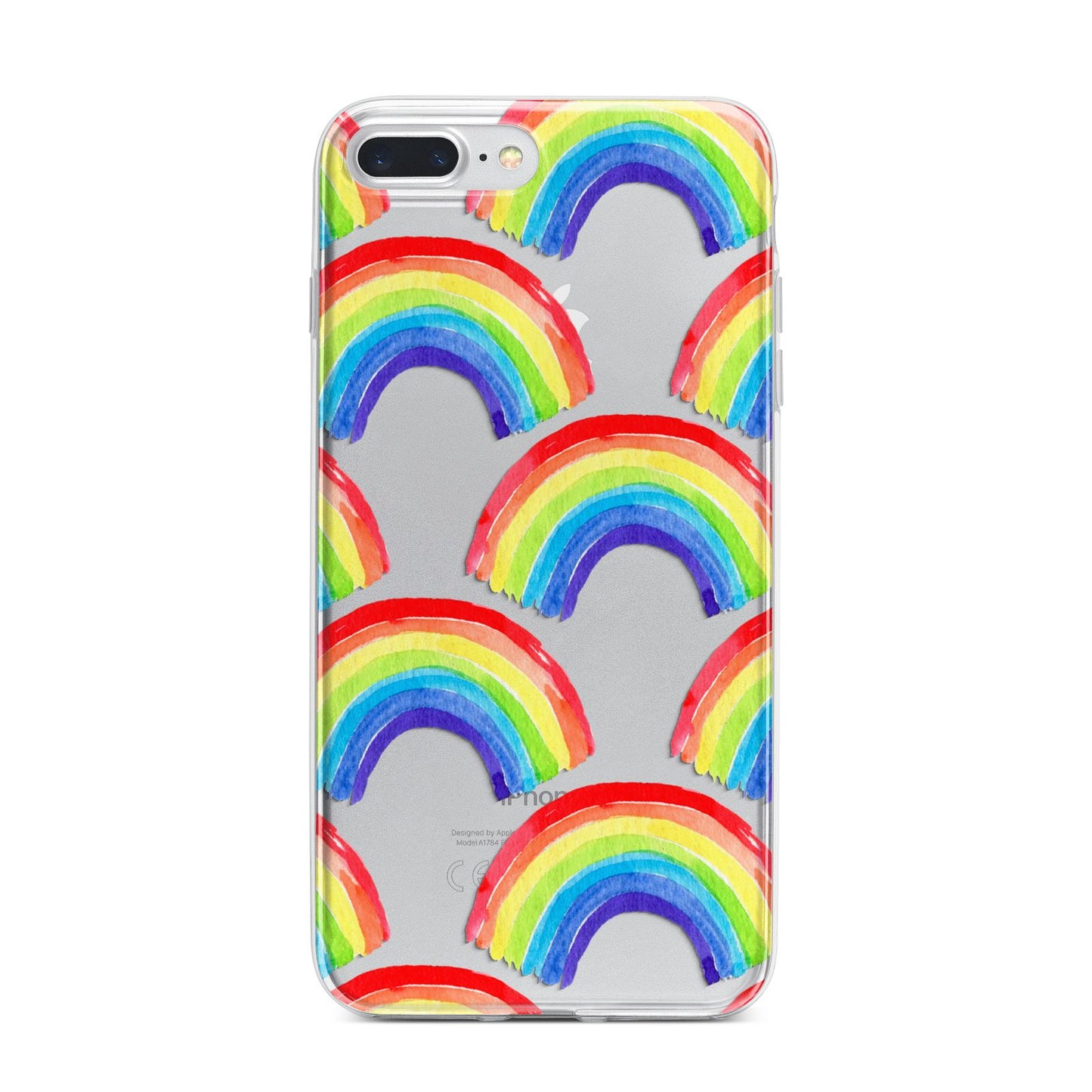 Rainbow iPhone 7 Plus Bumper Case on Silver iPhone