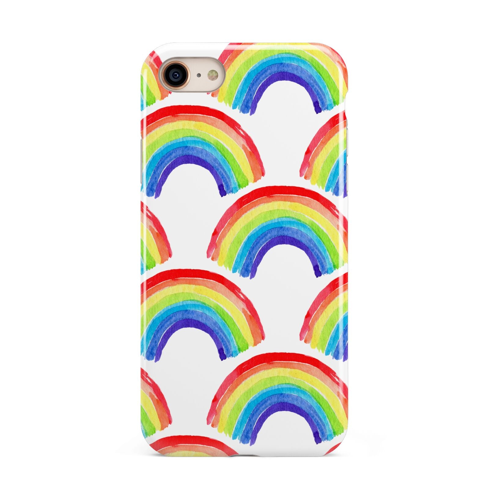 Rainbow iPhone 8 3D Tough Case on Gold Phone