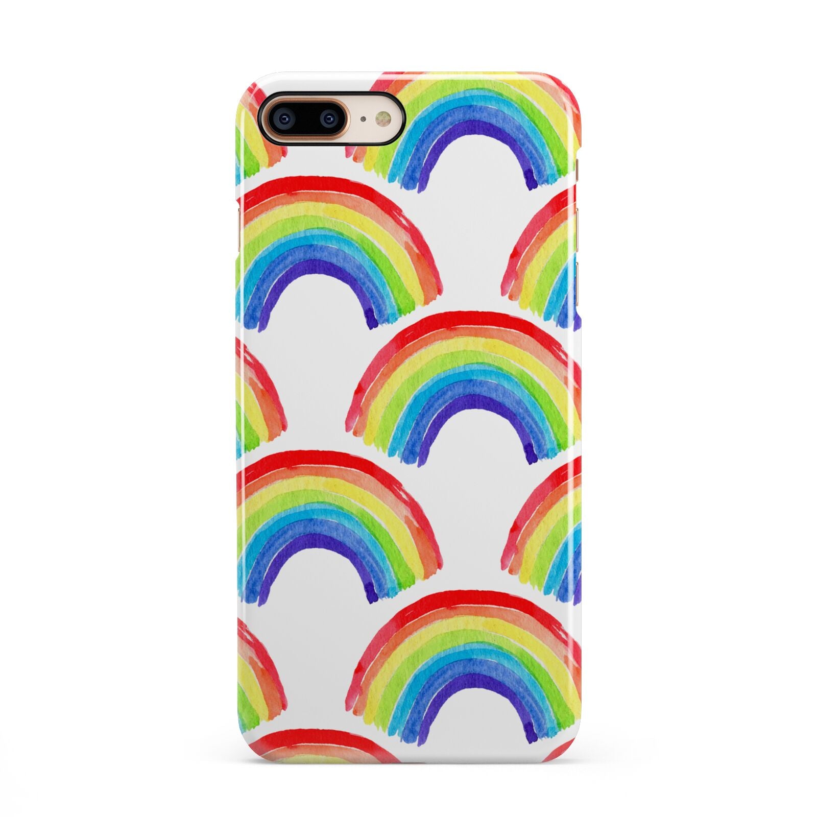 Rainbow iPhone 8 Plus 3D Snap Case on Gold Phone