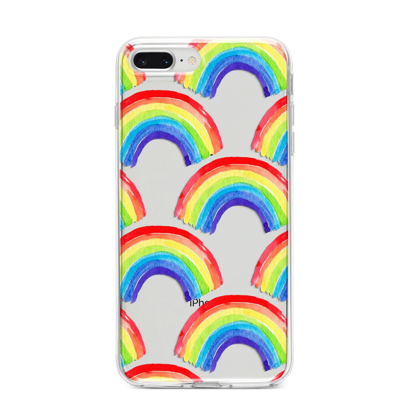 Rainbow iPhone 8 Plus Bumper Case on Silver iPhone