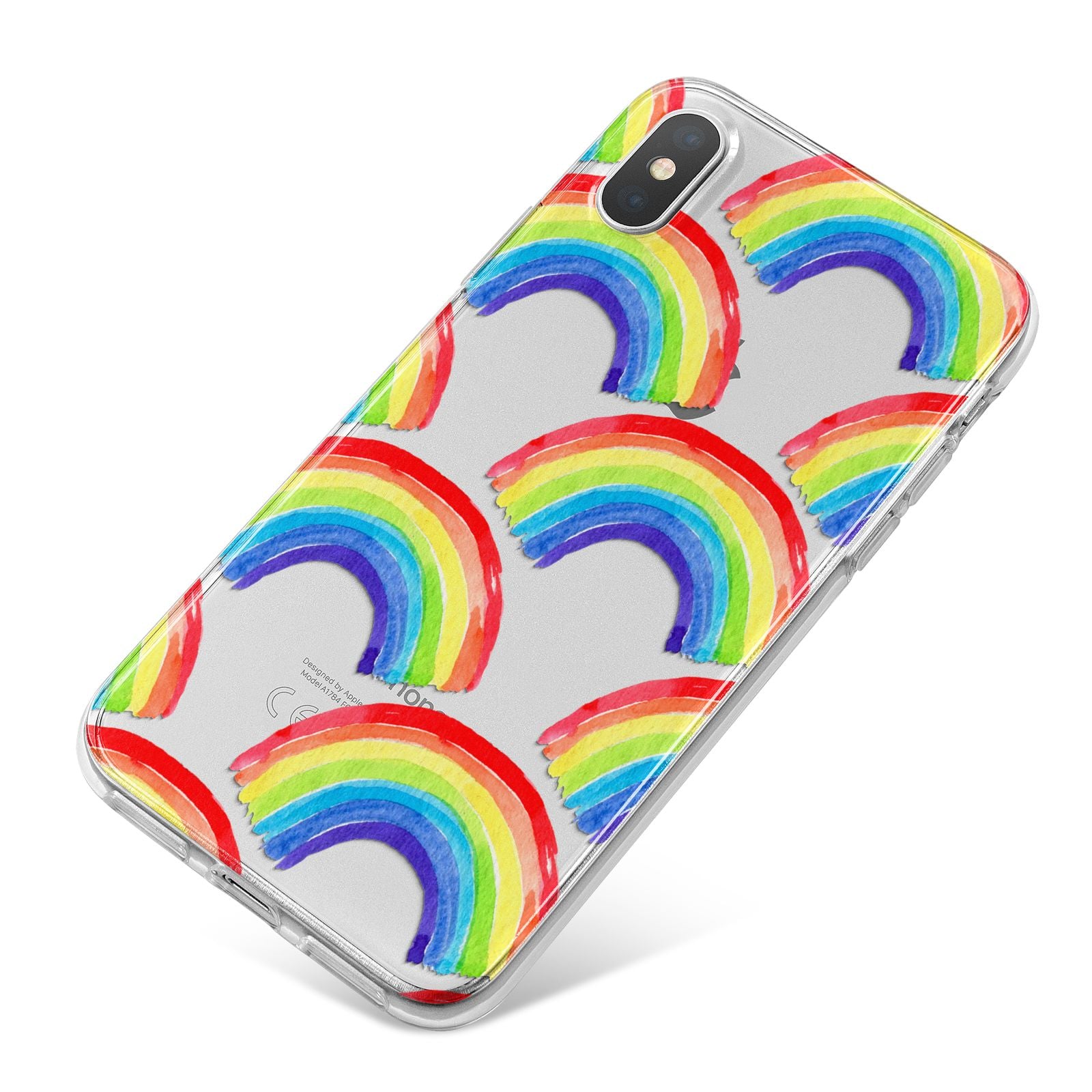 Rainbow iPhone X Bumper Case on Silver iPhone