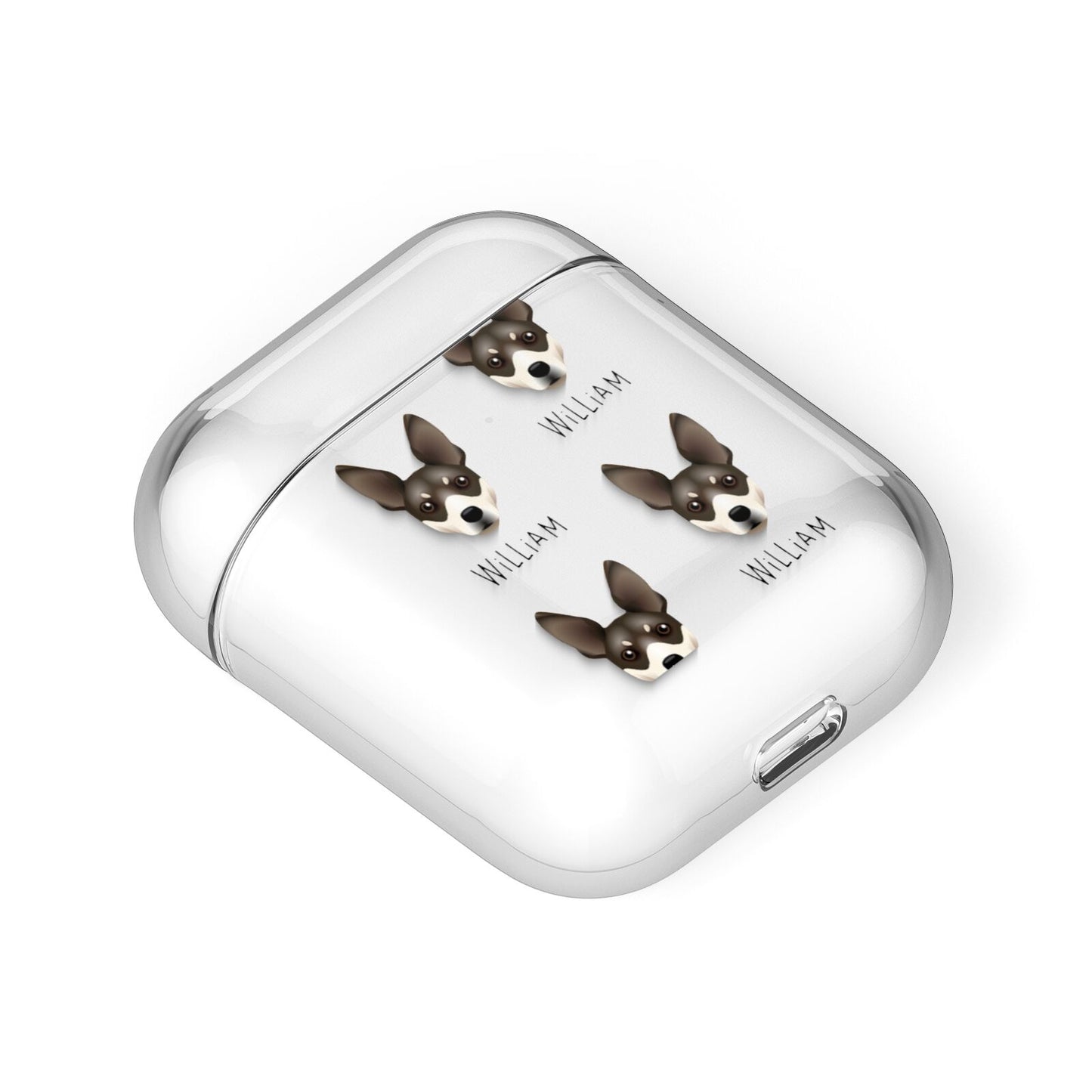 Rat Terrier Icon with Name AirPods Case Laid Flat