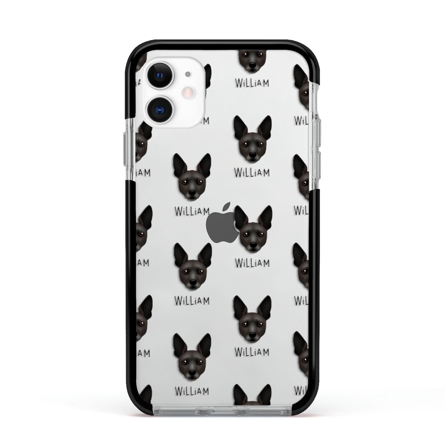 Rat Terrier Icon with Name Apple iPhone 11 in White with Black Impact Case