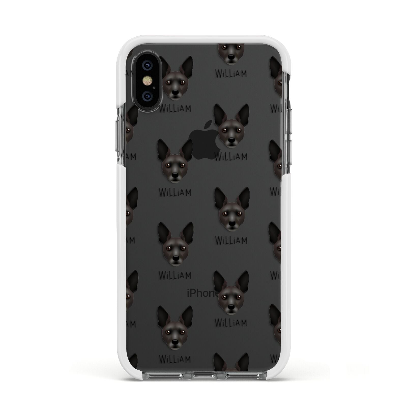 Rat Terrier Icon with Name Apple iPhone Xs Impact Case White Edge on Black Phone