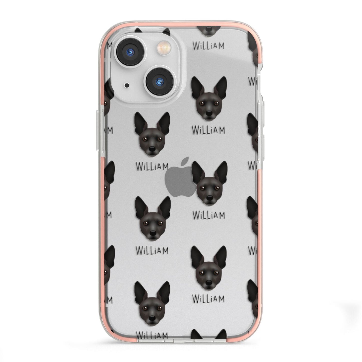 Rat Terrier Icon with Name iPhone 13 Mini TPU Impact Case with Pink Edges