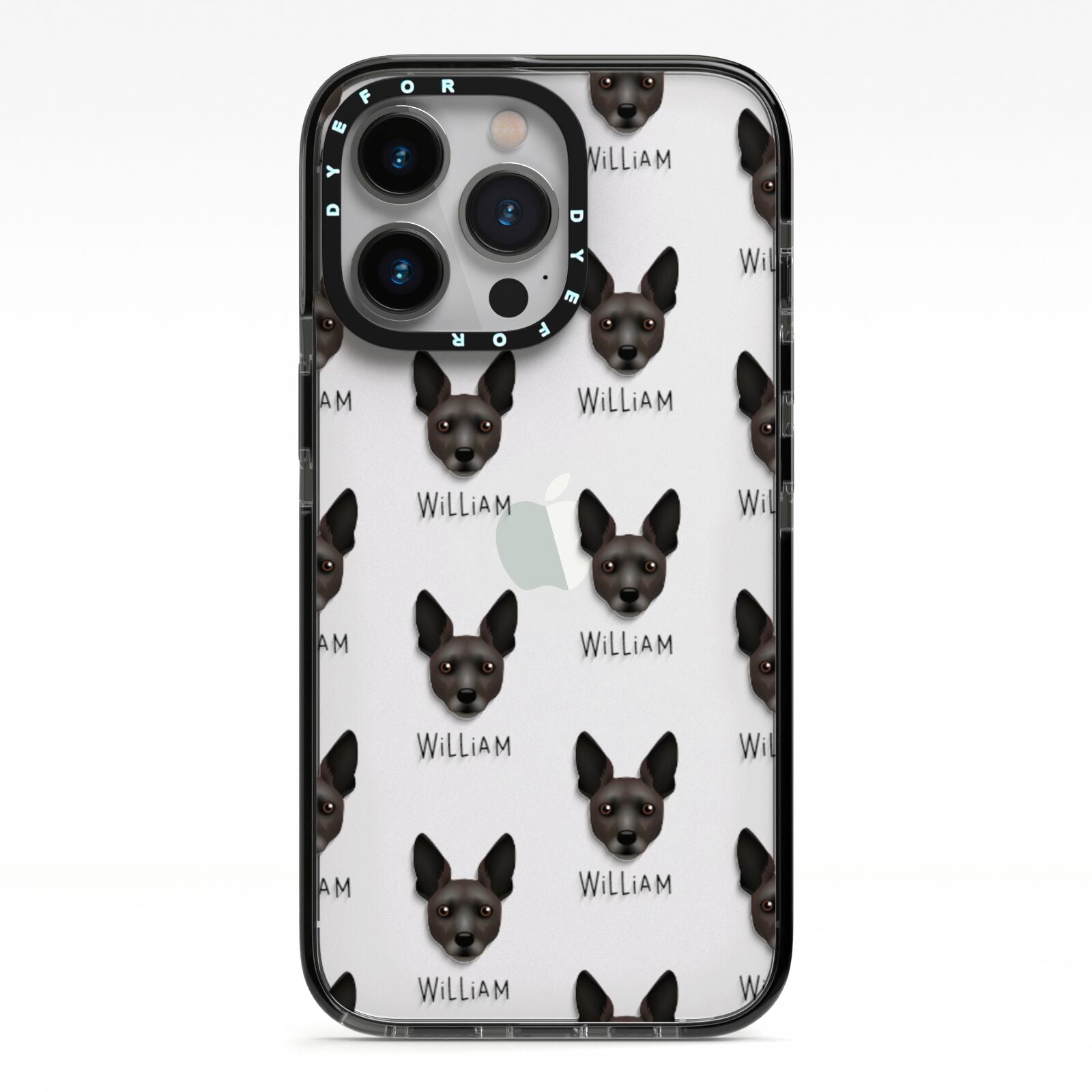 Rat Terrier Icon with Name iPhone 13 Pro Black Impact Case on Silver phone