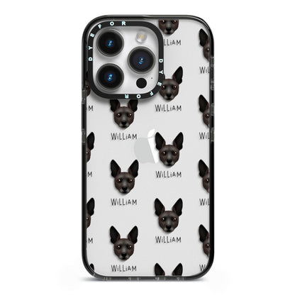 Rat Terrier Icon with Name iPhone 14 Pro Black Impact Case on Silver phone