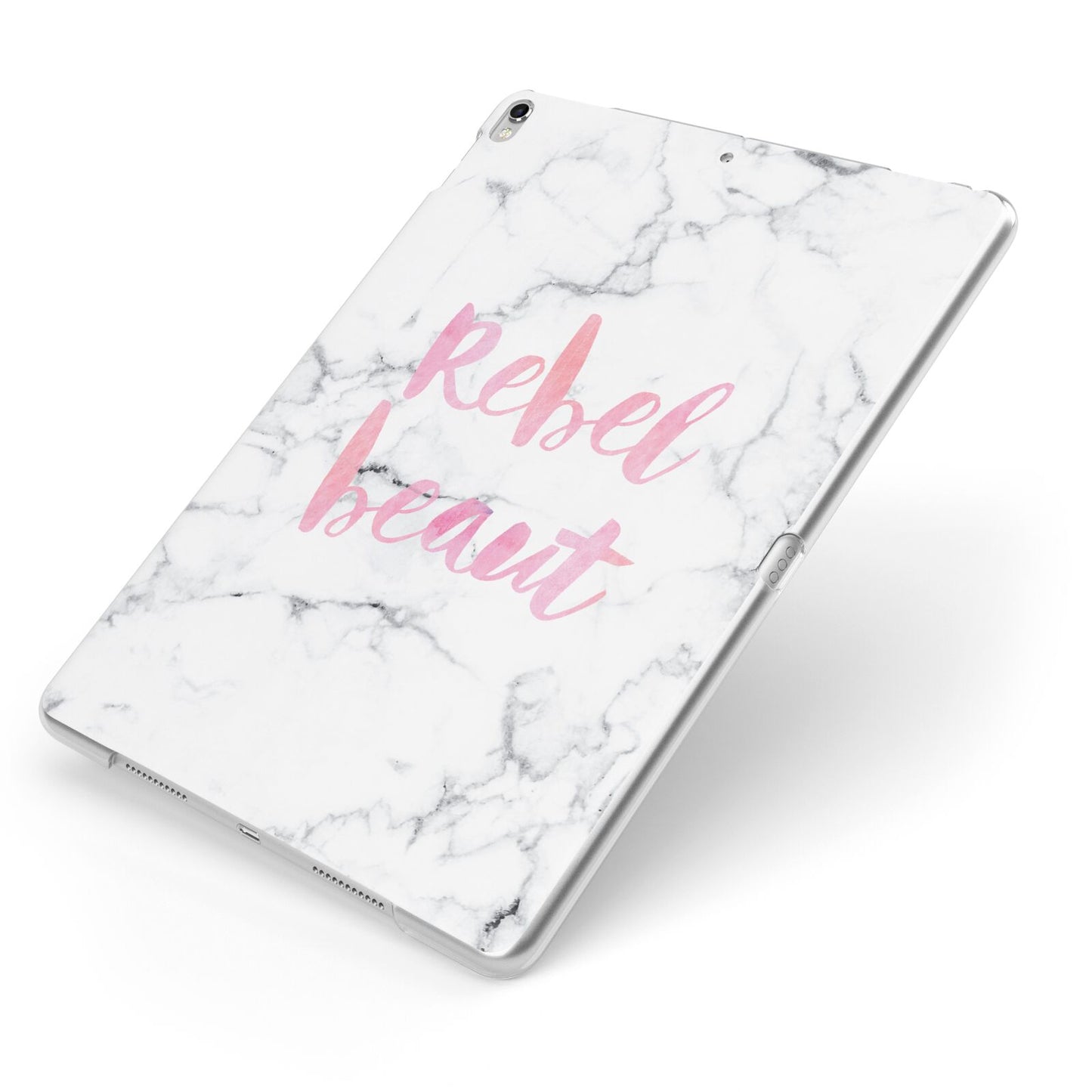 Rebel Heart Grey Marble Effect Apple iPad Case on Silver iPad Side View