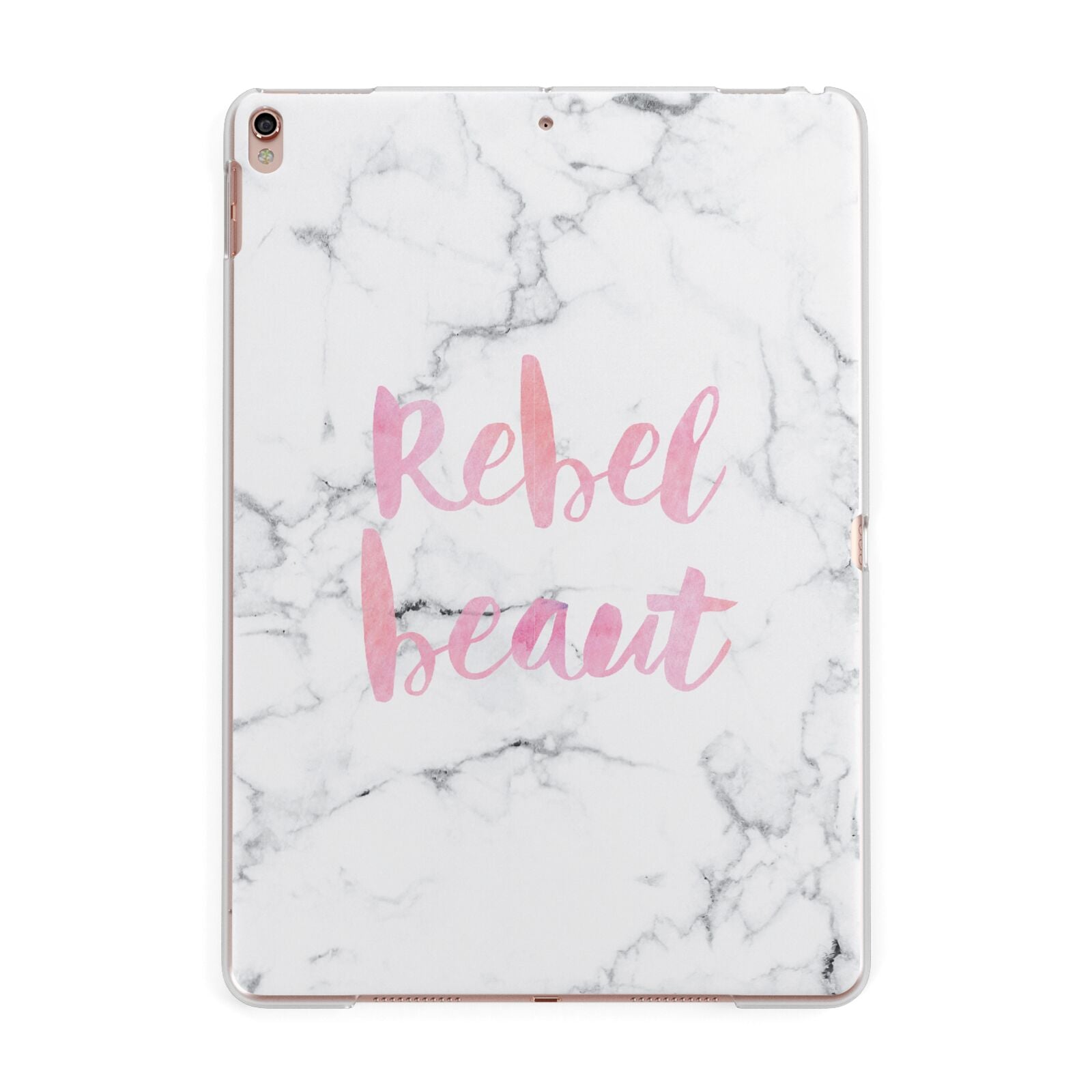 Rebel Heart Grey Marble Effect Apple iPad Rose Gold Case