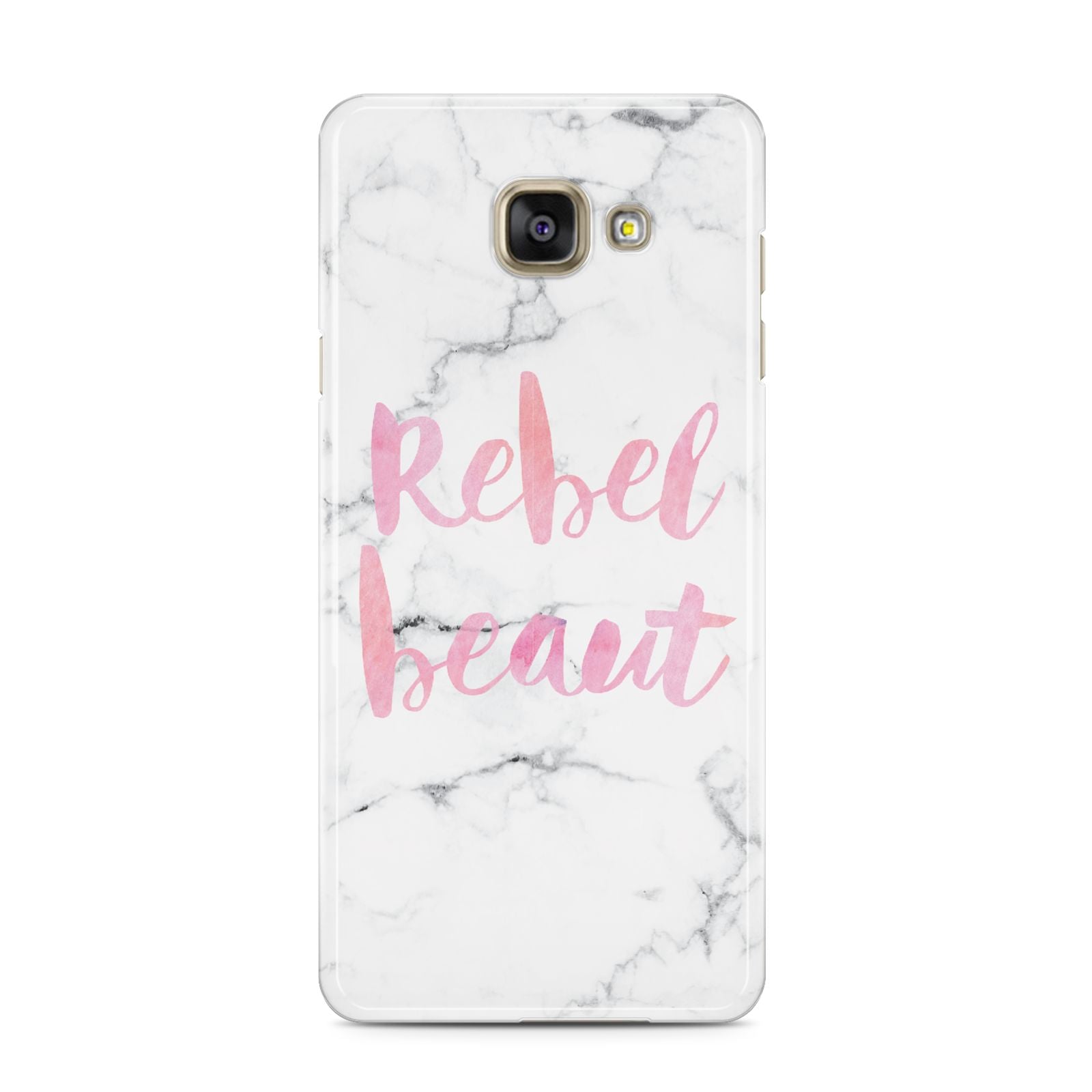 Rebel Heart Grey Marble Effect Samsung Galaxy A3 2016 Case on gold phone