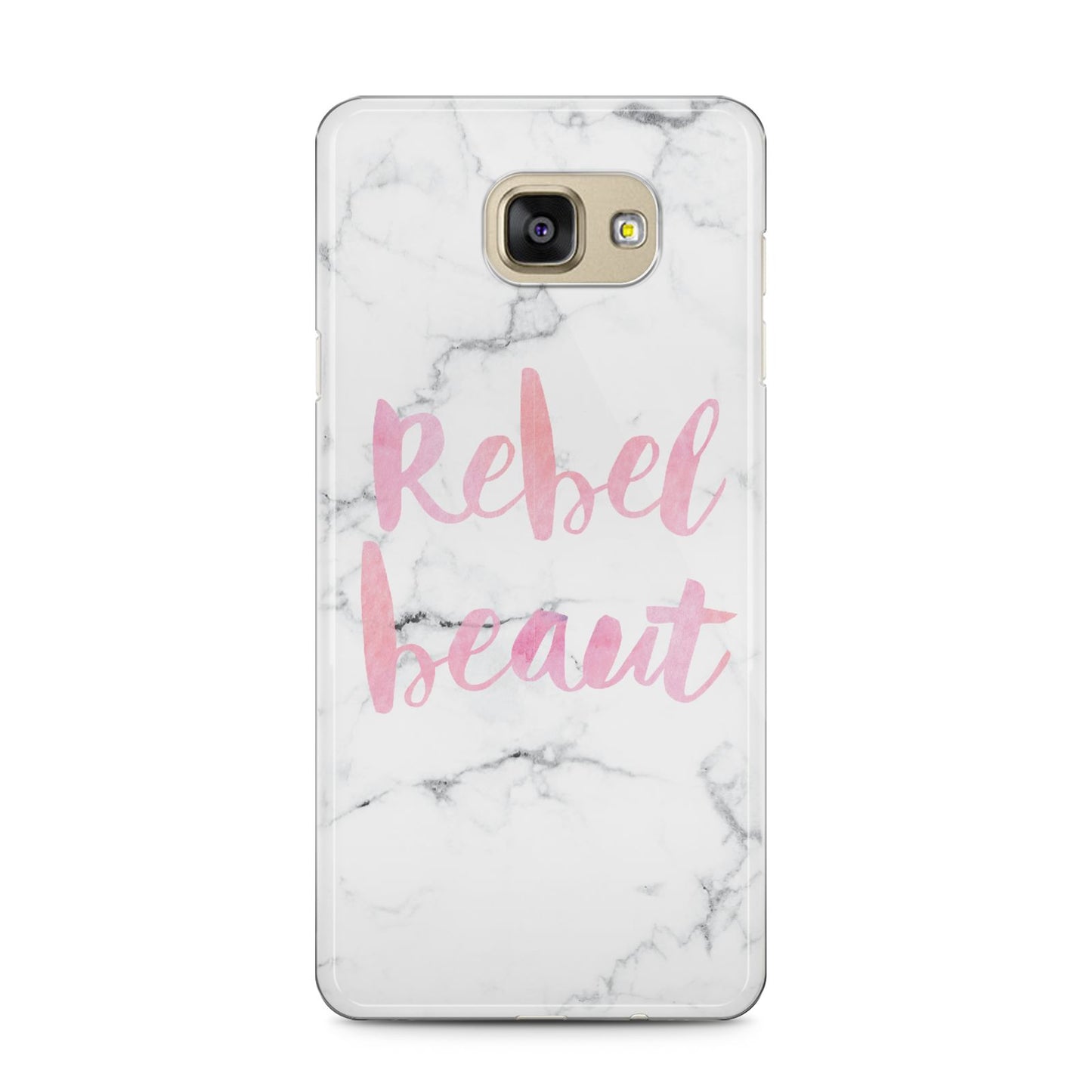 Rebel Heart Grey Marble Effect Samsung Galaxy A5 2016 Case on gold phone