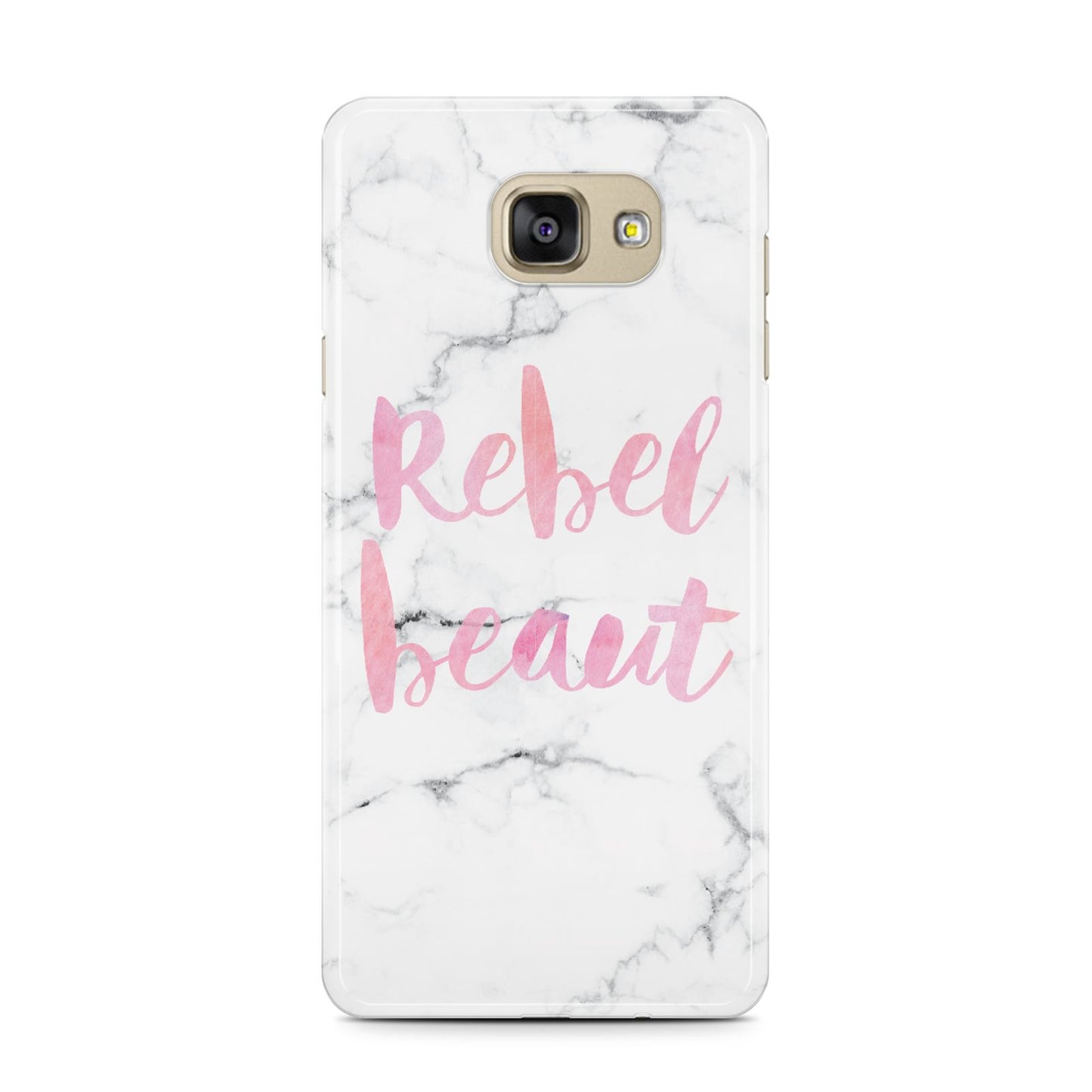 Rebel Heart Grey Marble Effect Samsung Galaxy A7 2016 Case on gold phone