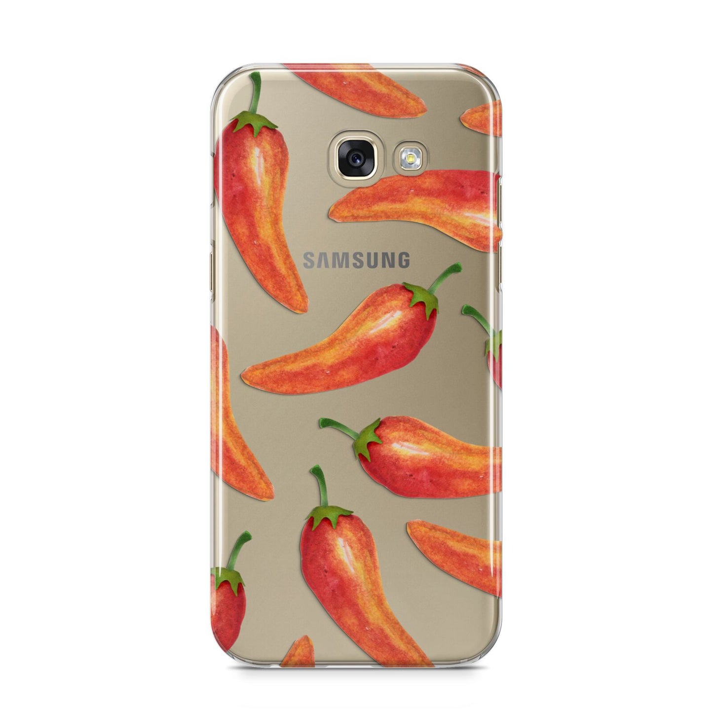 Red Chillies Samsung Galaxy A5 2017 Case on gold phone