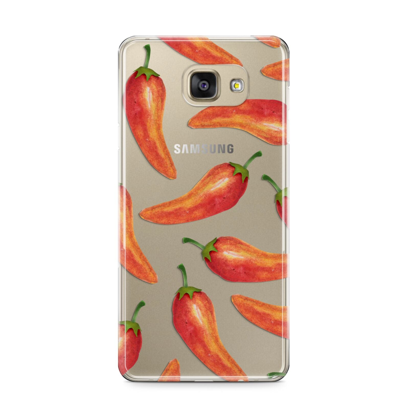 Red Chillies Samsung Galaxy A9 2016 Case on gold phone