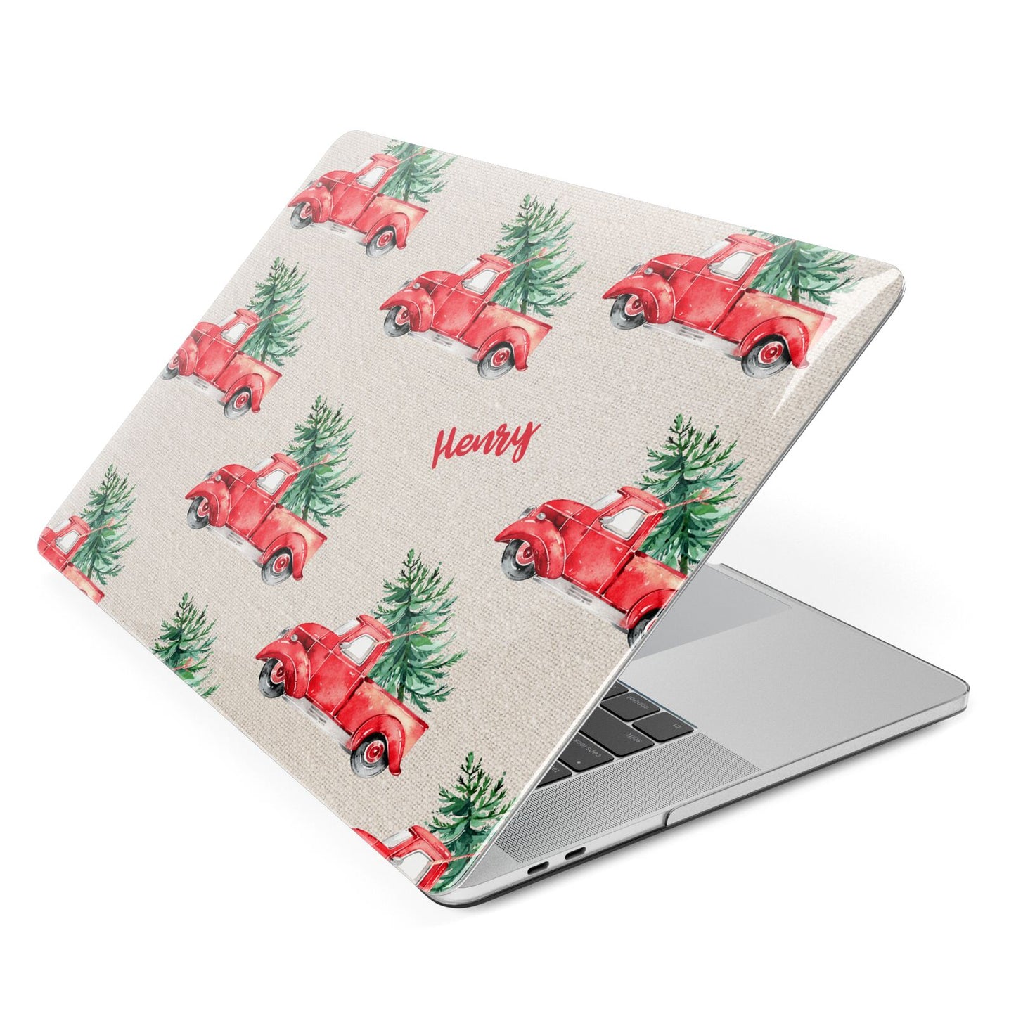 Red Christmas Truck Personalised Apple MacBook Case Side View