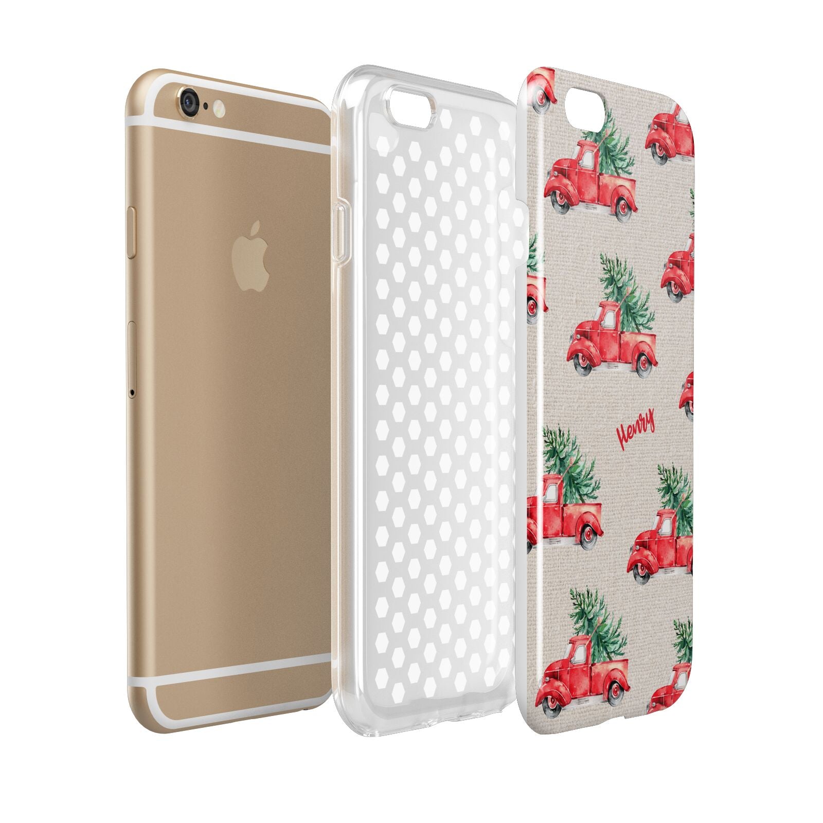 Red Christmas Truck Personalised Apple iPhone 6 3D Tough Case Expanded view