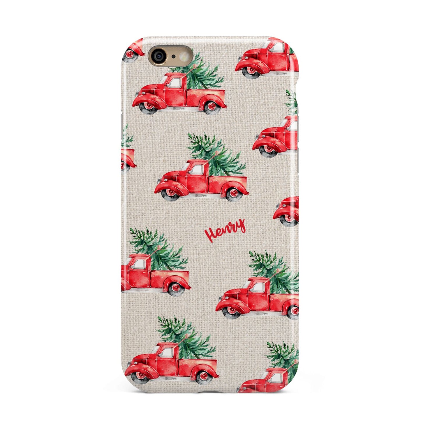 Red Christmas Truck Personalised Apple iPhone 6 3D Tough Case
