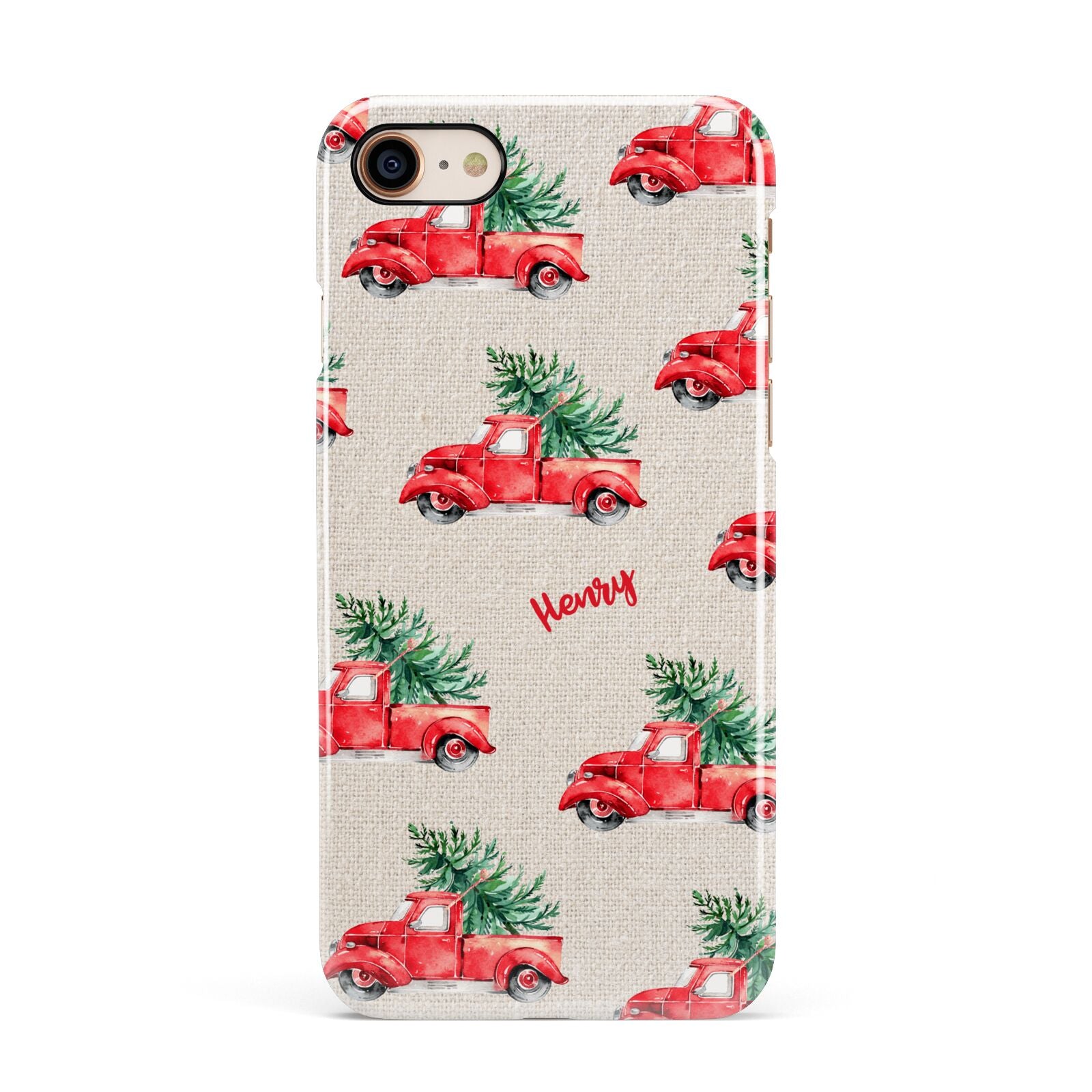 Red Christmas Truck Personalised Apple iPhone 7 8 3D Snap Case