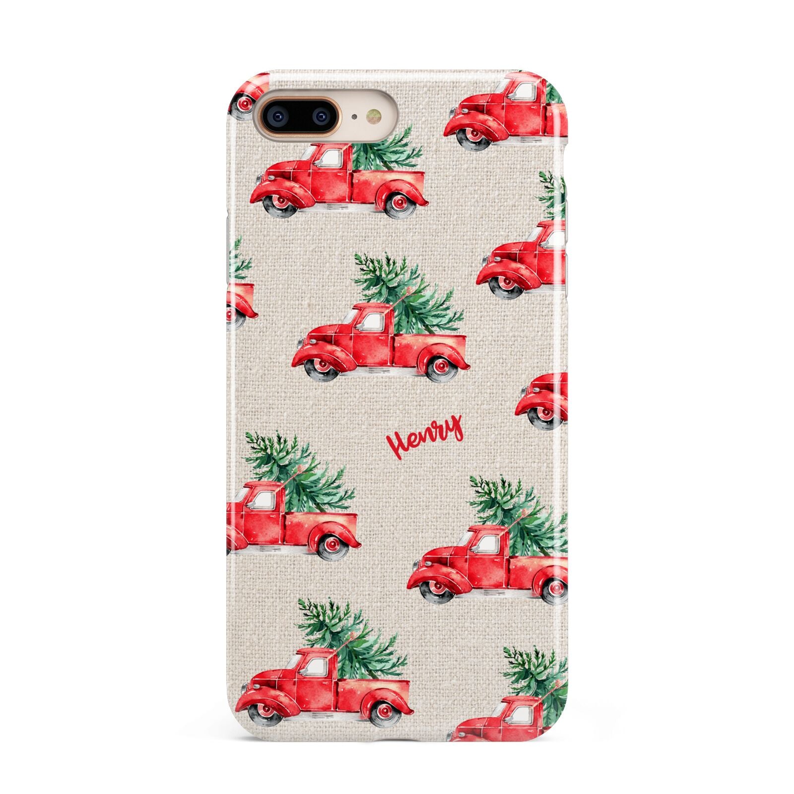 Red Christmas Truck Personalised Apple iPhone 7 8 Plus 3D Tough Case