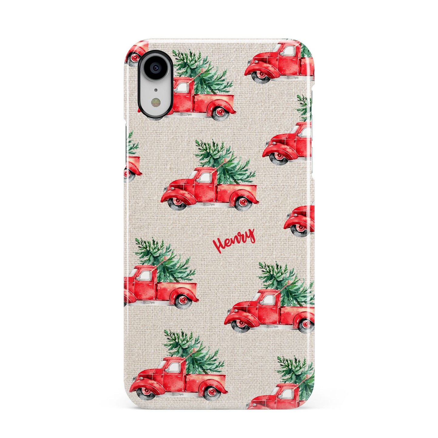 Red Christmas Truck Personalised Apple iPhone XR White 3D Snap Case