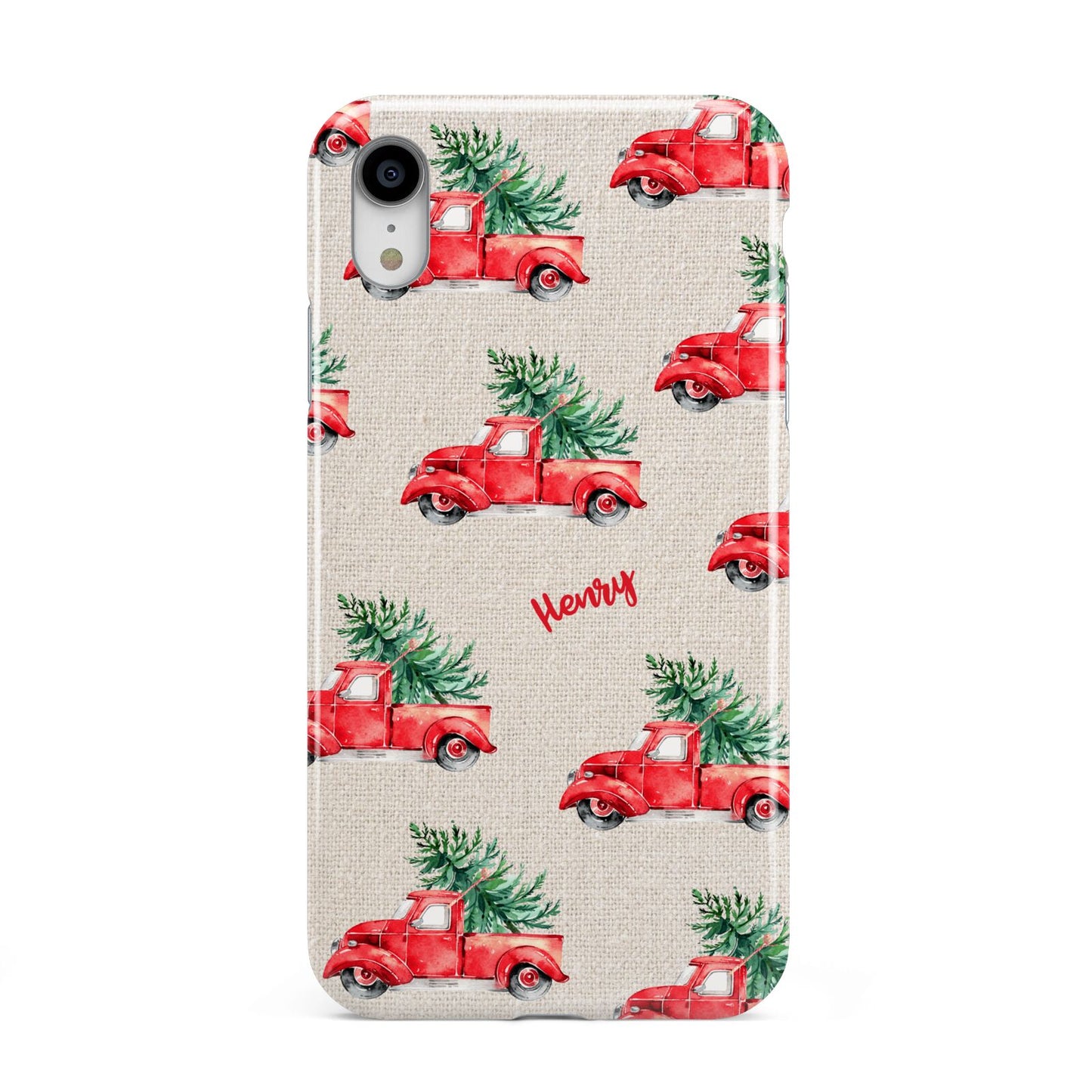 Red Christmas Truck Personalised Apple iPhone XR White 3D Tough Case