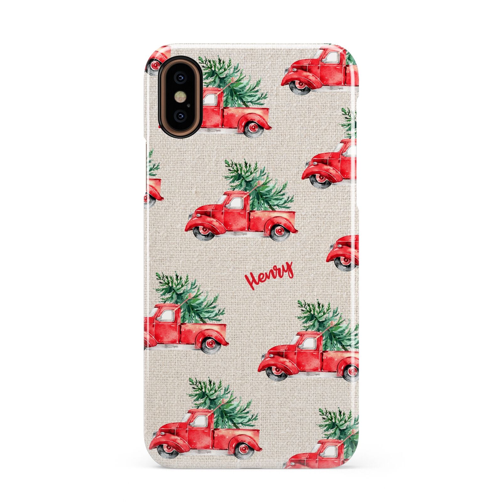 Red Christmas Truck Personalised Apple iPhone XS 3D Snap Case