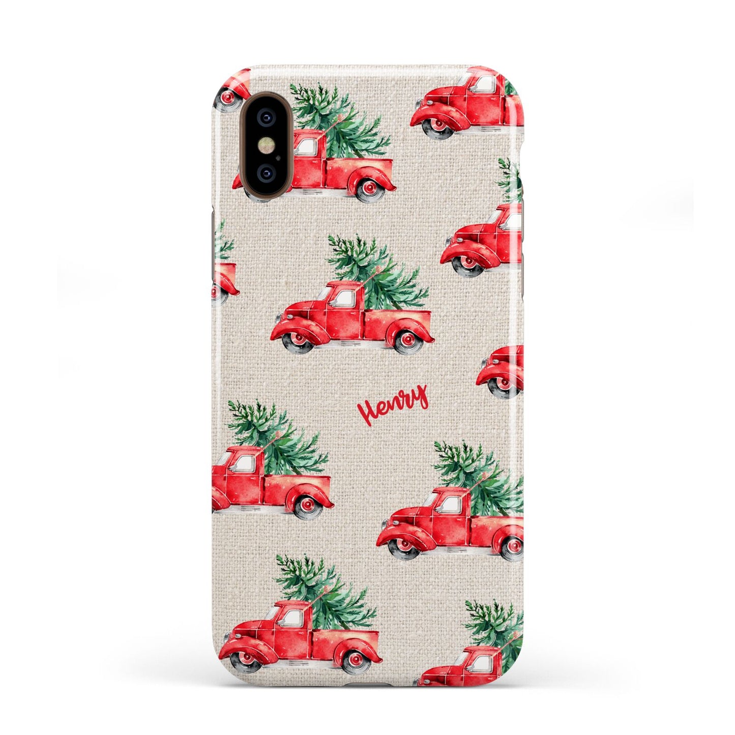 Red Christmas Truck Personalised Apple iPhone XS 3D Tough