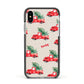 Red Christmas Truck Personalised Apple iPhone Xs Impact Case Black Edge on Silver Phone