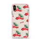 Red Christmas Truck Personalised Apple iPhone Xs Max Impact Case Pink Edge on Silver Phone