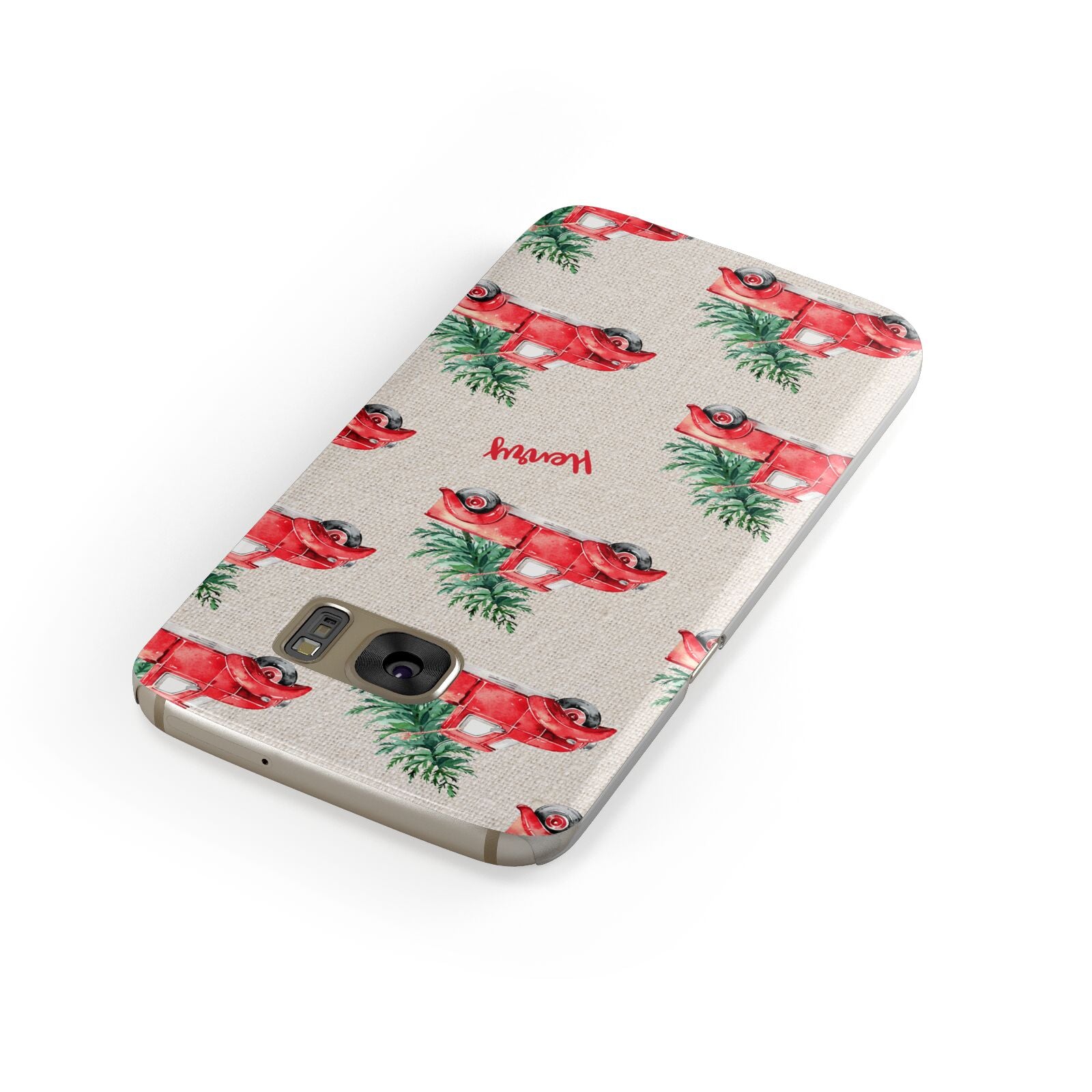 Red Christmas Truck Personalised Samsung Galaxy Case Front Close Up