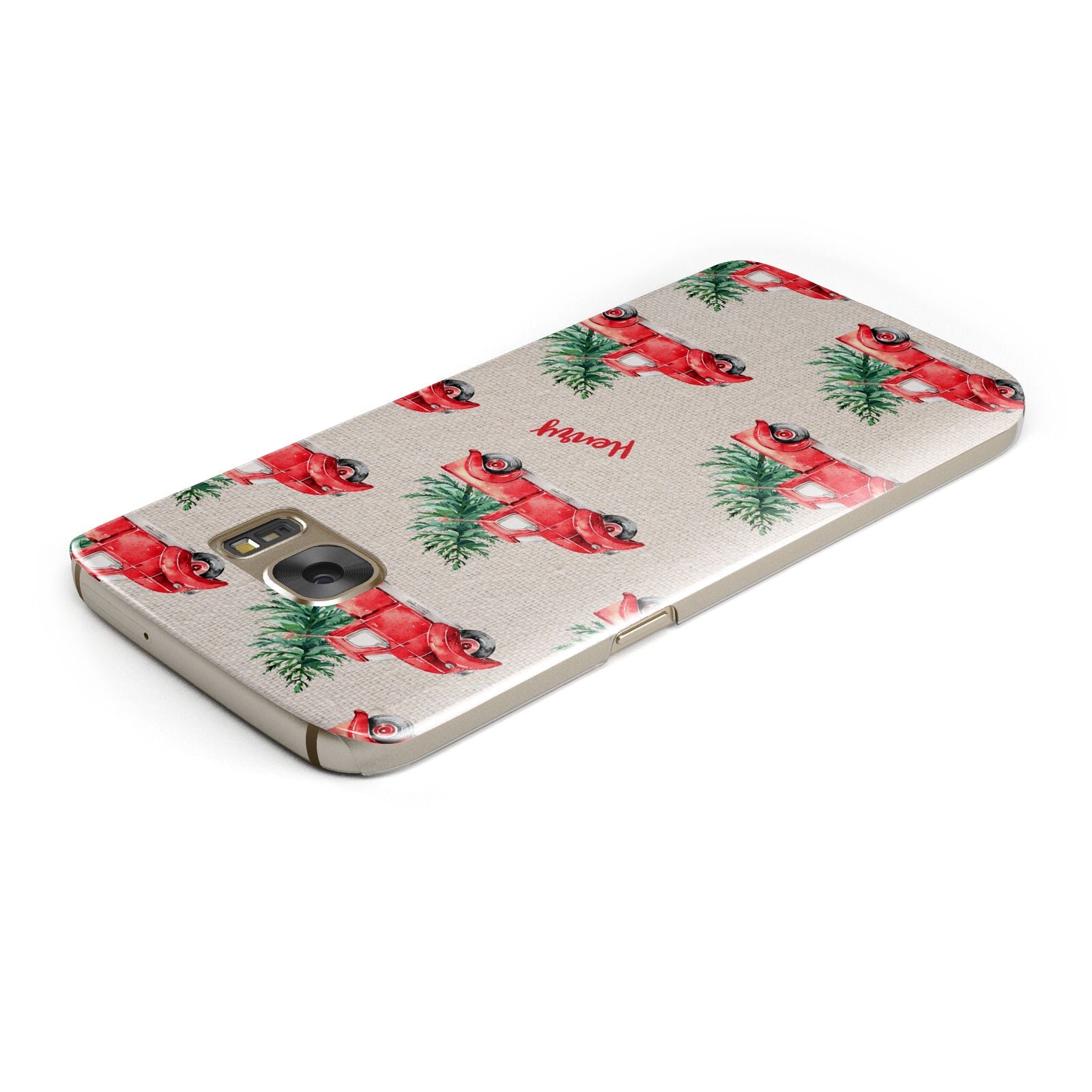 Red Christmas Truck Personalised Samsung Galaxy Case Top Cutout