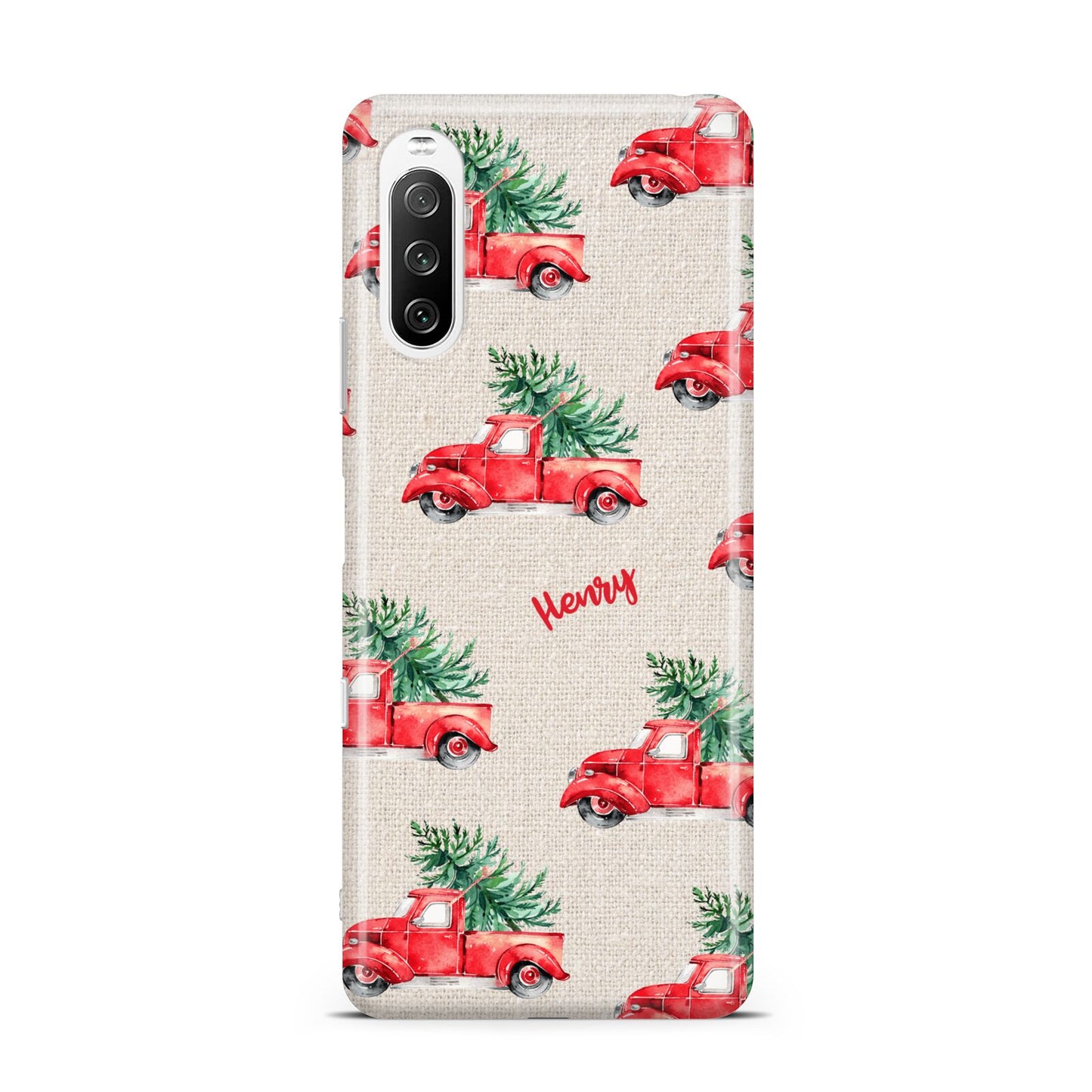 Red Christmas Truck Personalised Sony Xperia 10 III Case