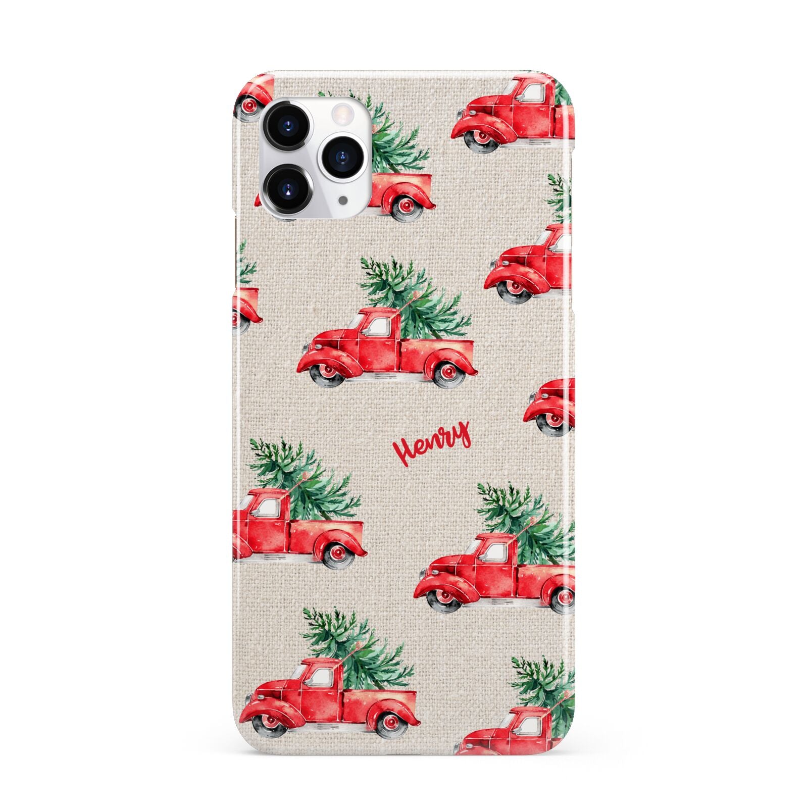 Red Christmas Truck Personalised iPhone 11 Pro Max 3D Snap Case