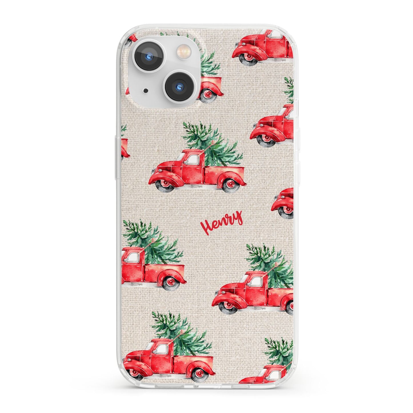 Red Christmas Truck Personalised iPhone 13 Clear Bumper Case