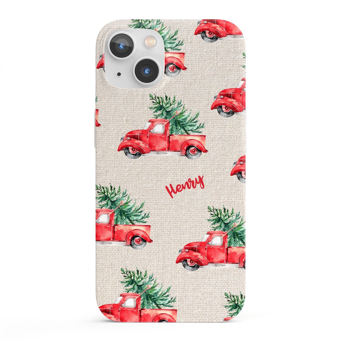 Red Christmas Truck Personalised iPhone 13 Full Wrap 3D Snap Case