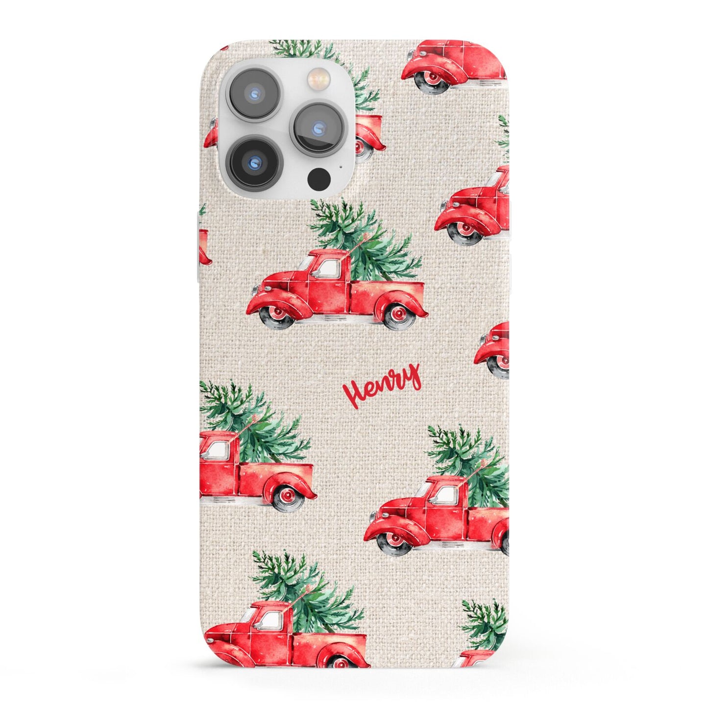 Red Christmas Truck Personalised iPhone 13 Pro Max Full Wrap 3D Snap Case