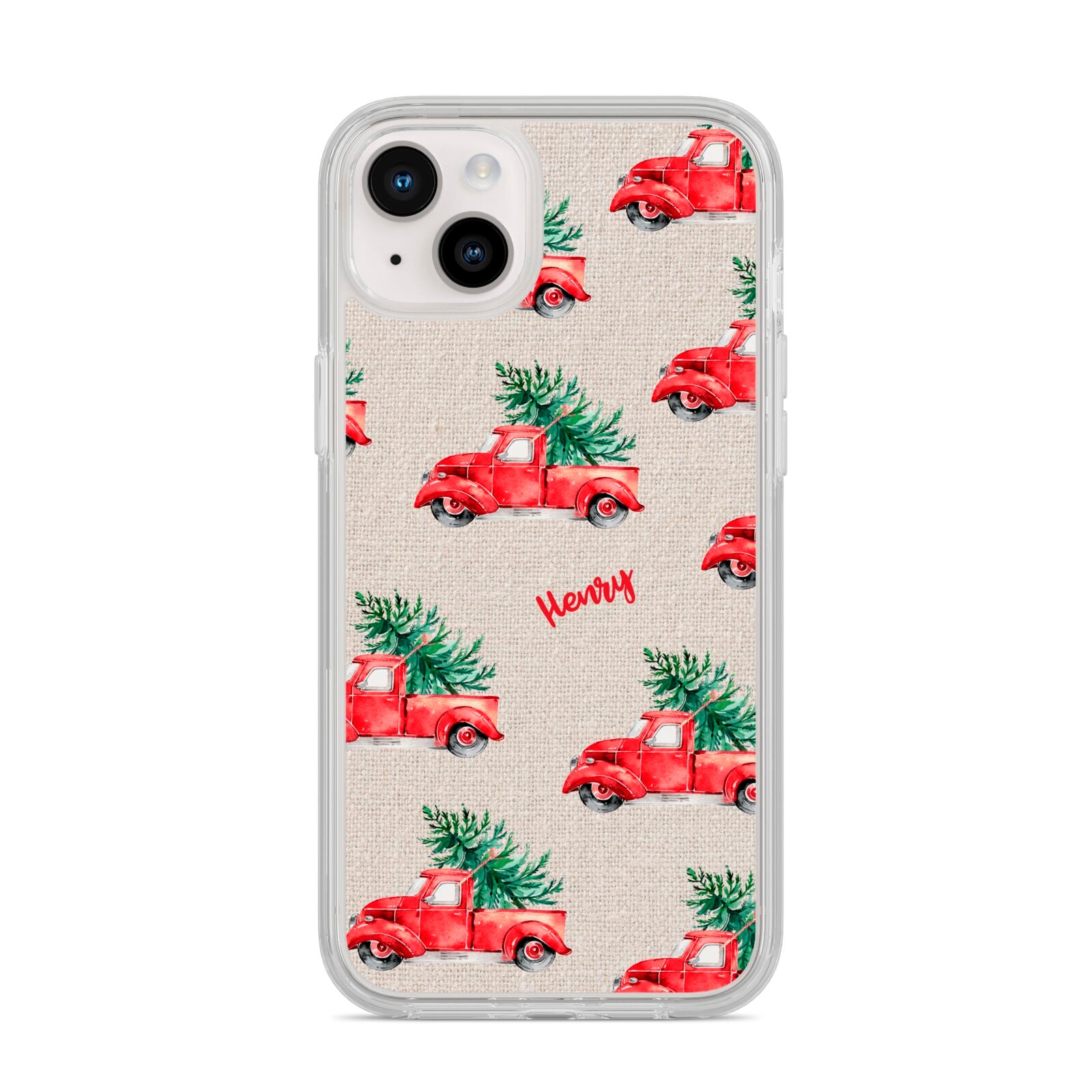 Red Christmas Truck Personalised iPhone 14 Plus Clear Tough Case Starlight