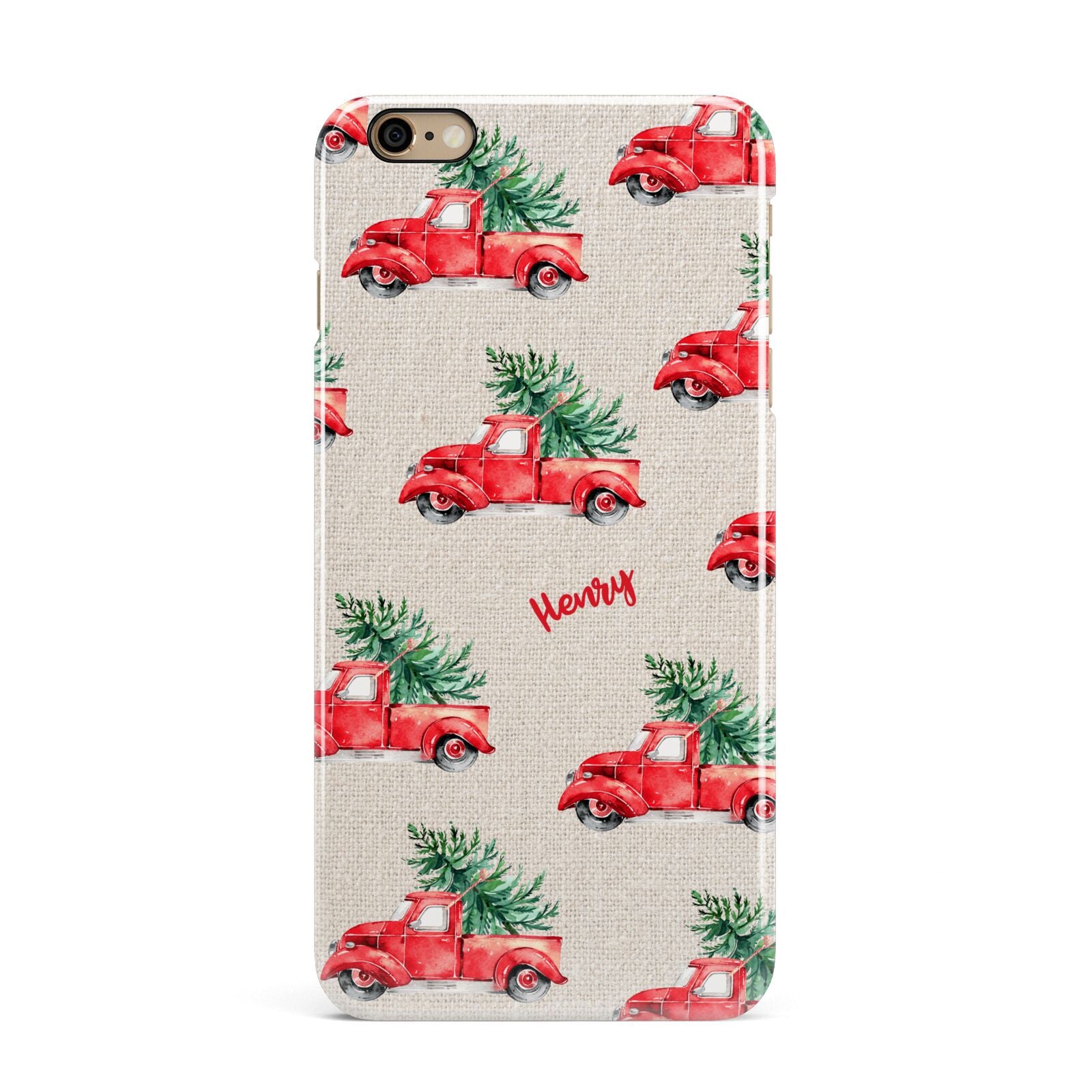 Red Christmas Truck Personalised iPhone 6 Plus 3D Snap Case on Gold Phone