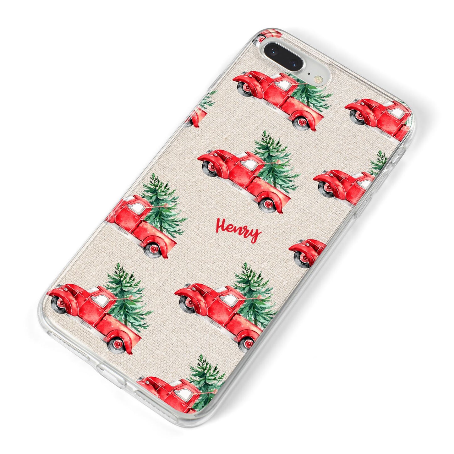 Red Christmas Truck Personalised iPhone 8 Plus Bumper Case on Silver iPhone Alternative Image