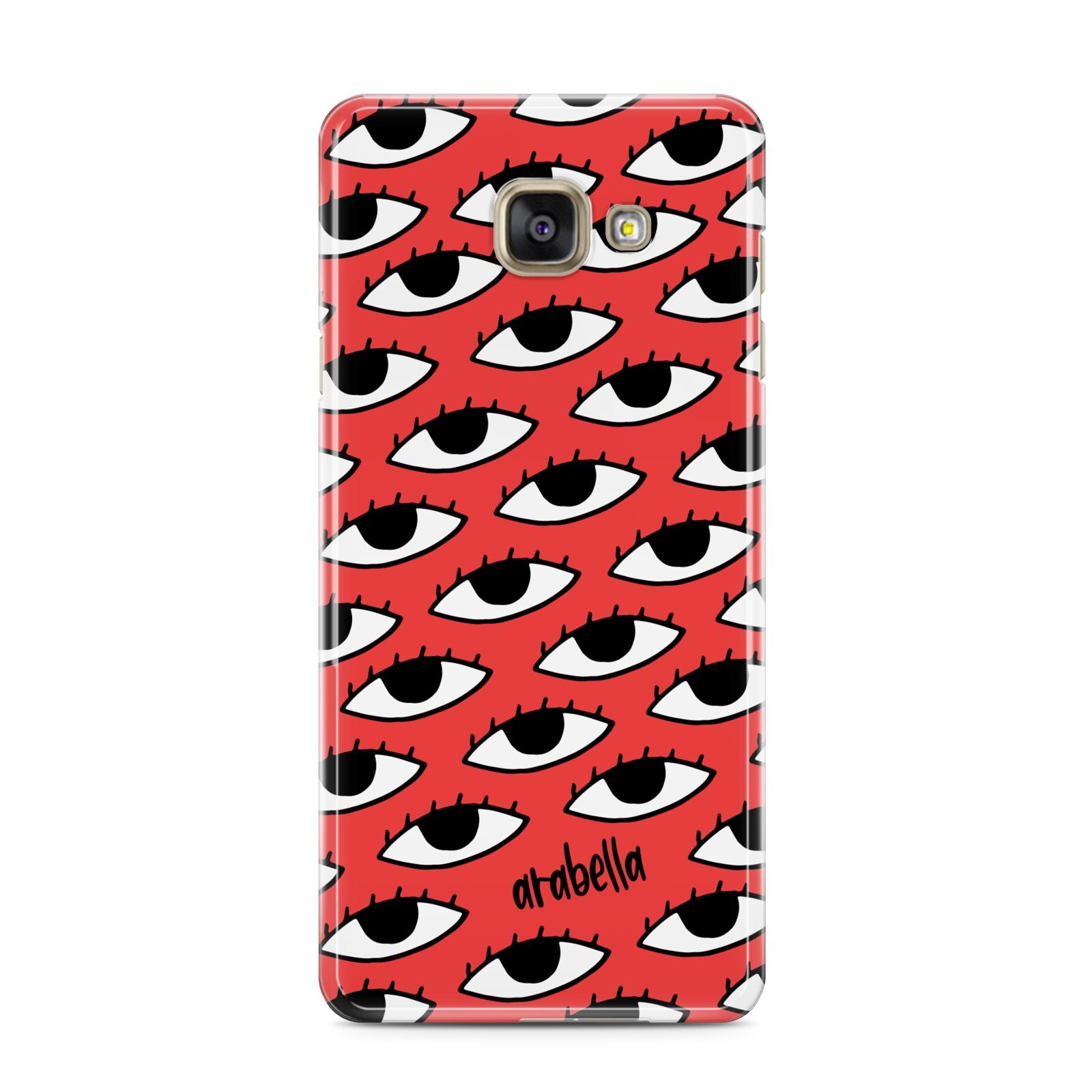 Red Eyes Custom Samsung Galaxy A3 2016 Case on gold phone