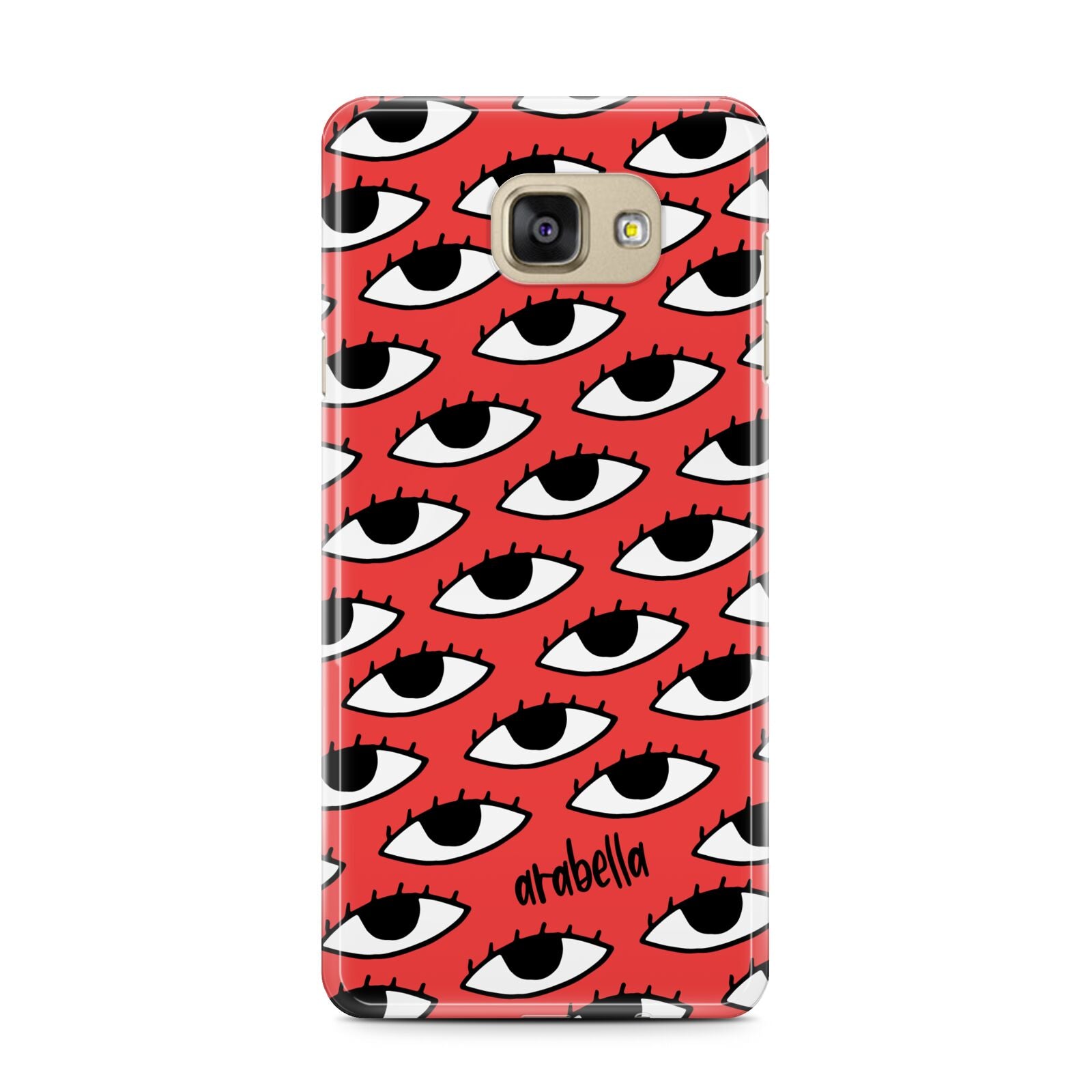 Red Eyes Custom Samsung Galaxy A7 2016 Case on gold phone