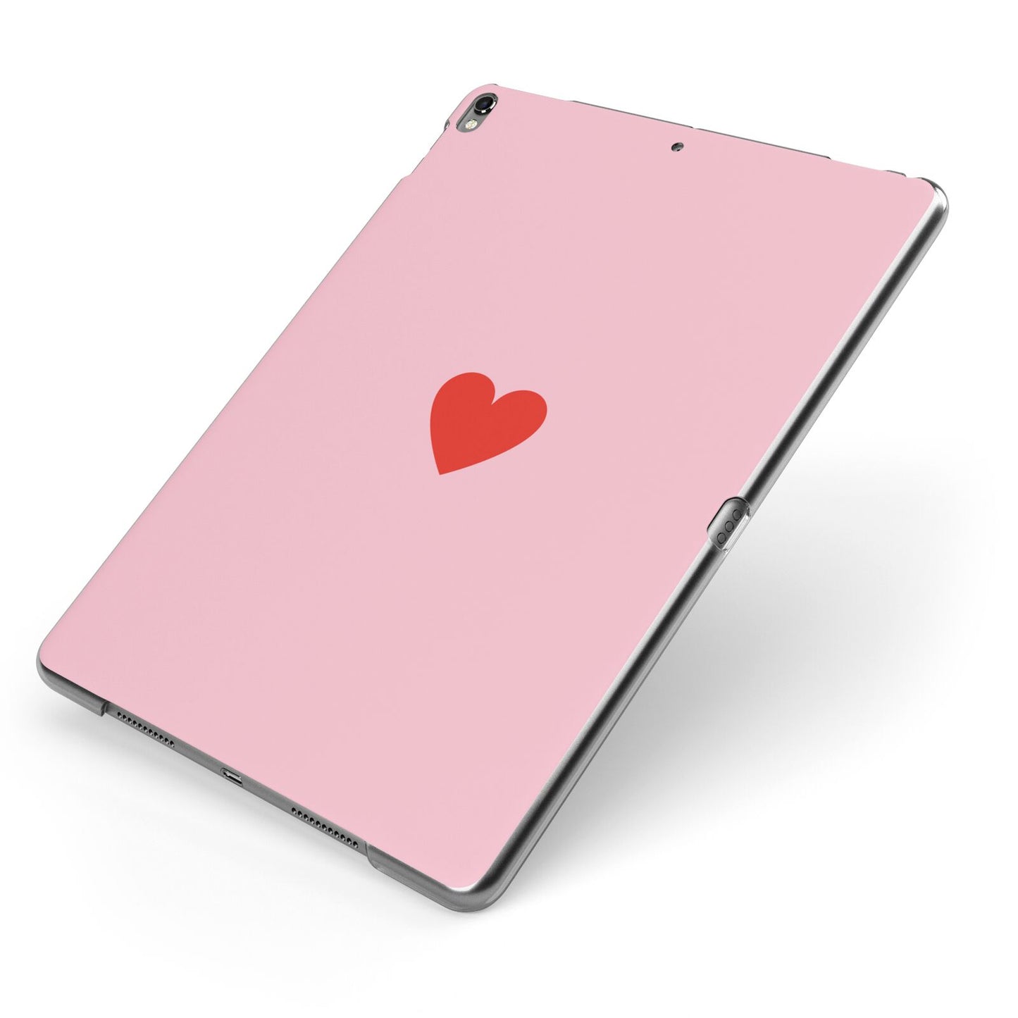 Red Heart Apple iPad Case on Grey iPad Side View