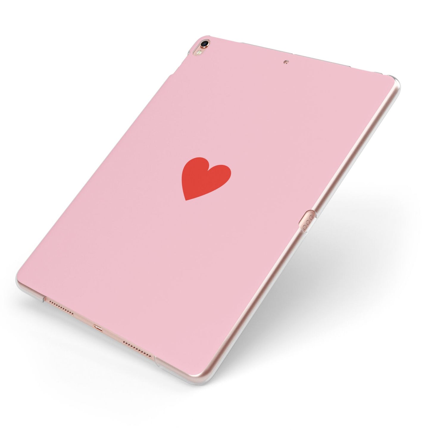 Red Heart Apple iPad Case on Rose Gold iPad Side View