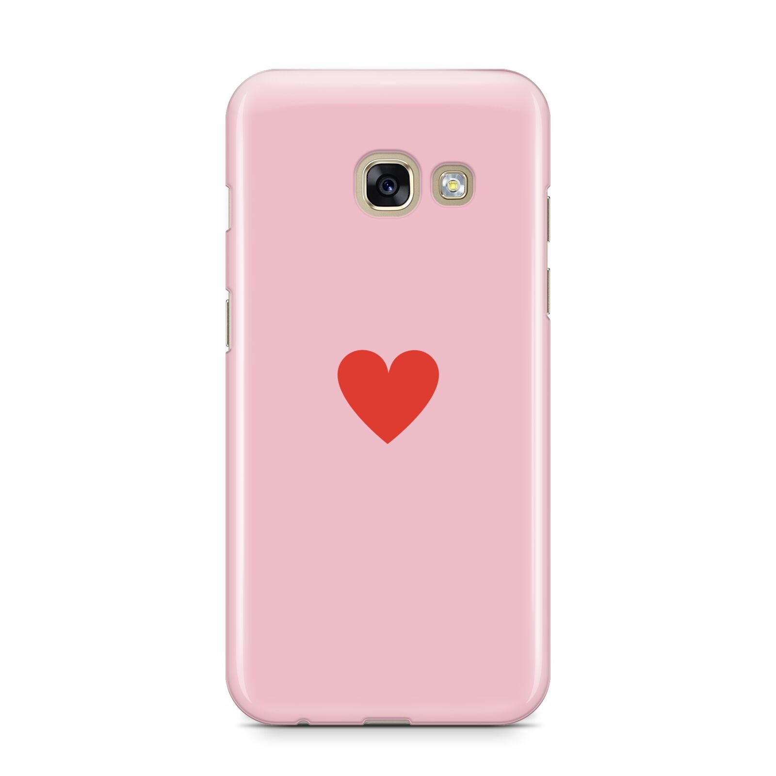Red Heart Samsung Galaxy A3 2017 Case on gold phone