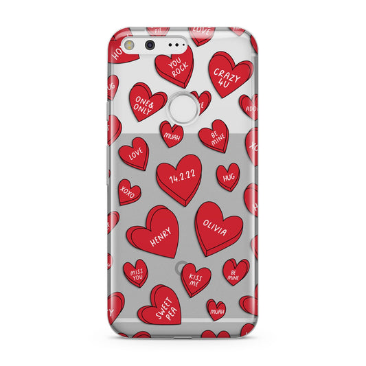 Red Hearts Couples Personalised Google Pixel Case